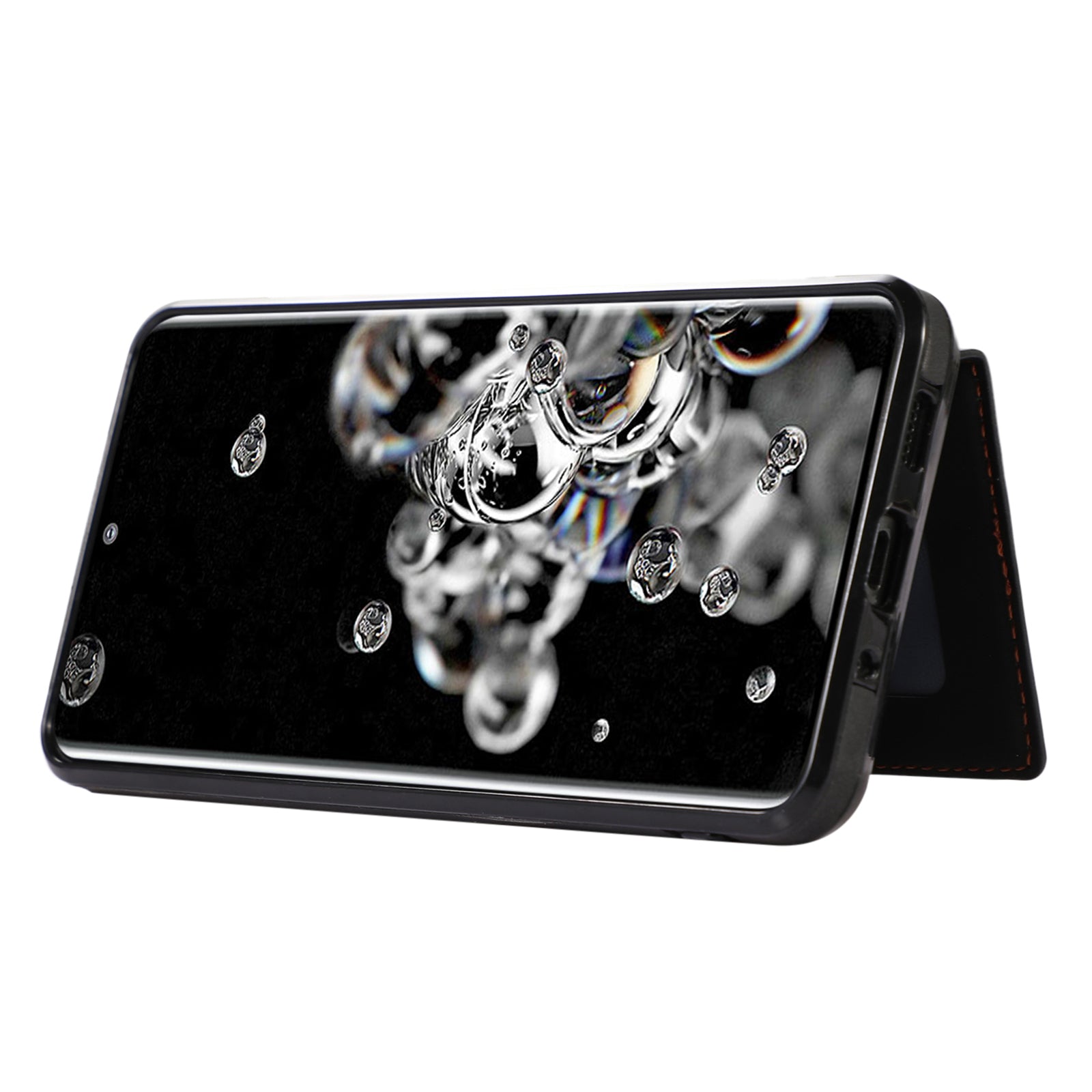 Phone Case for Samsung Galaxy S20 Ultra Card Holder TPU+PU Leather Kickstand Phone Cover - Black Phone Case for Samsung Galaxy S20 Ultra Card Holder TPU+PU Leather Kickstand Phone Cover - Black